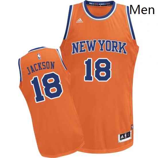 Mens Adidas New York Knicks 18 Phil Jackson Swingman Orange Alternate NBA Jersey